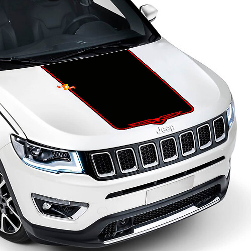 Custom Hawk Stijl Motorkap Vinyl Decal voor Jeep Compass Trailhawk 2017-2020