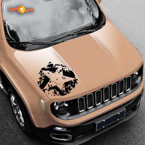  Versleten legerster kap grunge vinylsticker decal voor Jeep Renegade