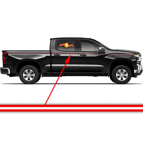 Chevrolet Silverado accentstrepen aan de zijkant, grafische sticker Sticker sticker deurpaneel Sticker sticker zwart vinyl
