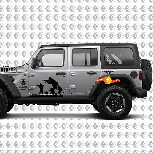 Band of Brothers Militair Stijl Capuchon & Zijkant Vinyl Decal Kit voor Jeep Wrangler
