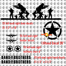 Band of Brothers Militair Stijl Capuchon & Zijkant Vinyl Decal Kit voor Jeep Wrangler_2