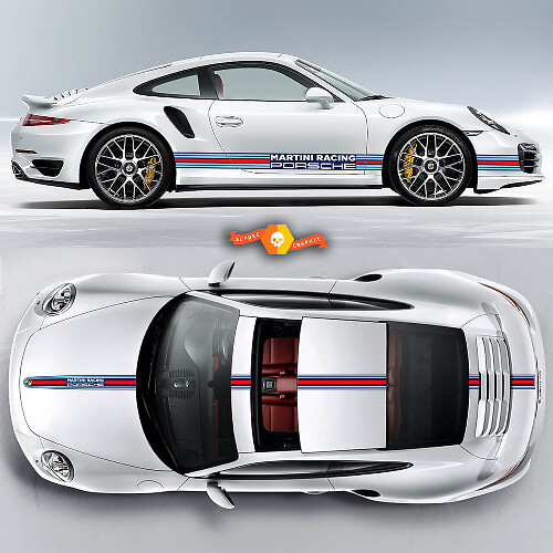 Porsche Martini Racing Stripes voor Carrera Cayman Boxster of een Porsche Full Kit
