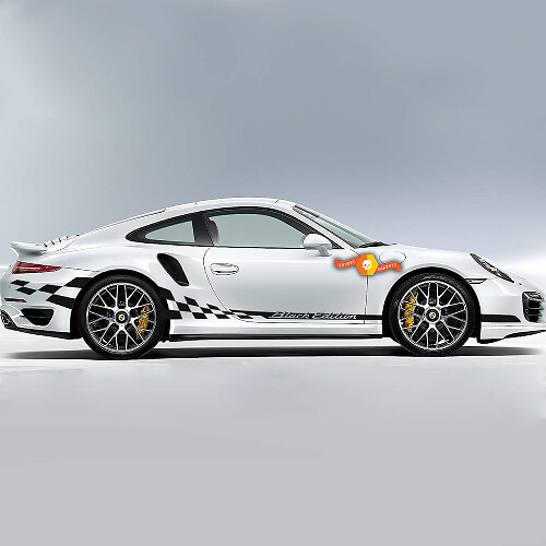 Porsche Black Edition Side Сcheckered Flag Stripes
