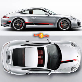 Csr Hood en Rocker Panel Graphic Decals Set Stripes voor Porsche Carrera Cayman Boxster of elke Porsche
