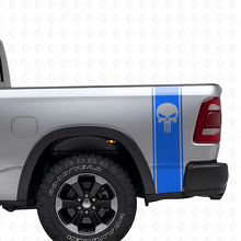 Punisher Skull Bed Side Strepen Vinyl Decal Kit voor Dodge Ram_2