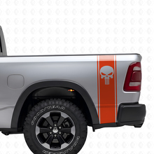 Punisher Skull Bed Side Strepen Vinyl Decal Kit voor Dodge Ram_5