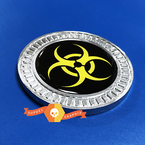 3D Badge Geel Biohazard Metalen Aluminium Bed Zijembleem Voor Jeep Wrangler JL JK YJ TJ
