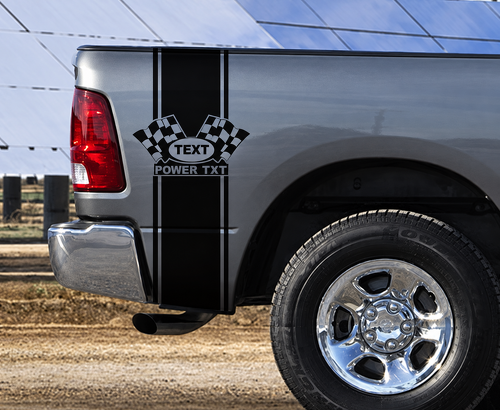 Aangepaste tekst geruite vlag verticale strepen vinyl sticker voor Dodge Ram 1500