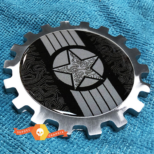 Military Star met topografische lijnen aluminium embleem voor Jeep Wrangler