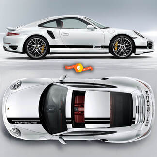 Eenkleurige Sport Cup-editie grafische stickers Kits Racestreep over het bovenste dak Porsche en racestrepen voor Carrera of elke andere Porsche
