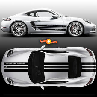 Eenkleurige Sport Cup Editie 1 Grafische Decals Kits Racing Stripe Over The Top Roof Porsche en Racing Stripes voor Carrera of elke andere Porsche
