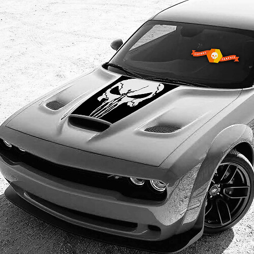 Punisher Skull Graphic Capuchon Vinyl Decal Sticker voor Dodge Challenger GT