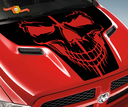 Skull motorkap vinylsticker voor Dodge Ram 1500 2500 Rebel