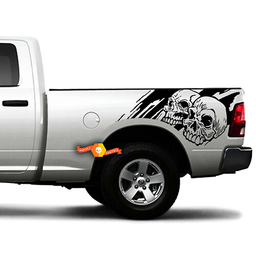 Two Skulls Graphic Achterzijde Vinyl Sticker Decal Voor Dodge Toyota Jeep Nissan Trucks