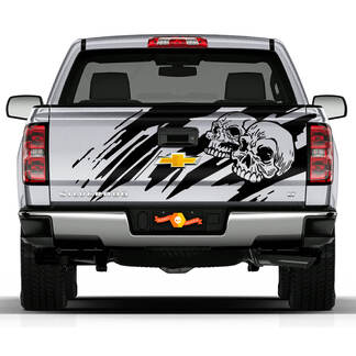 Achterklep schedel noodlijdende grunge ontwerp kap deur auto bed pick-up voertuig vrachtwagen vinyl grafische sticker
