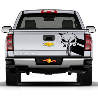 Achterklep schedel noodlijdende grunge ontwerp auto bed pick-up voertuig vrachtwagen vinyl grafische sticker
