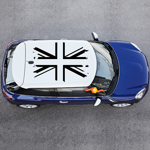Versleten UK-vlag dak vinyl decalset voor MINI Cooper