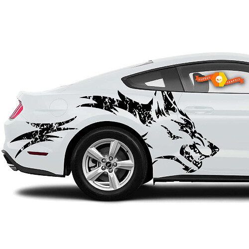 Wolf Graphic Achterzijruit Vinyl Decal Sticker voor Musclecar Mustang