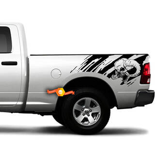 2 Side Skull Distressed Grunge Splash Design Car Side Bed Pickup Vehicle Truck Vinyl Graphic Decal Tailgate
