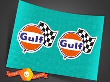 Paar Gulf Racing-stickers met vlag
 2