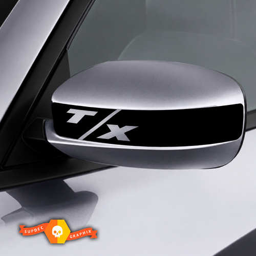 T/X Mirror Cap Stripe Pair Universeel Vinylsticker voor Dodge Charger 2011-2016