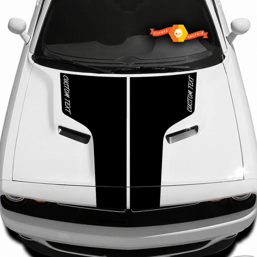 CUSTOM TEXT Script T Blackout Motorkap Vinyl Decal Sticker voor Dodge Challenger 2009-2014