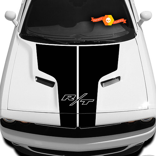 R/T Dubbele Motorkap Strepen Vinyl Decal voor Dodge Challenger