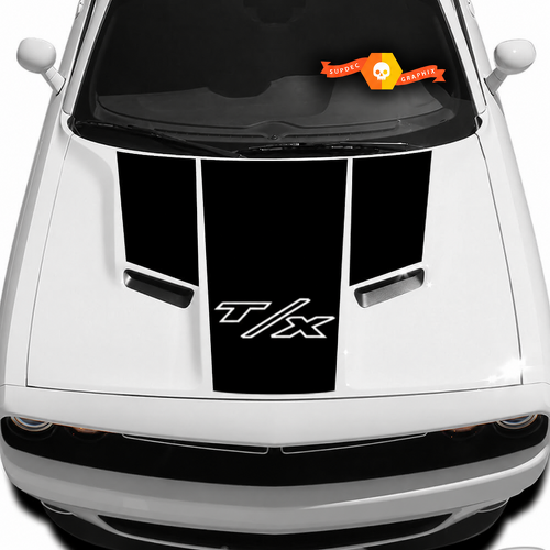 T/X Solid T Panel Stripe Motorkap Vinylsticker voor Dodge Challenger