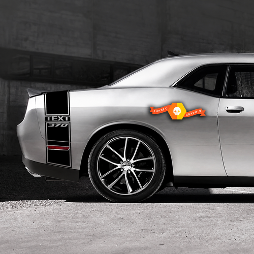 370 Hemi Style Custom TEXT Tail Band Kit — Vinylsticker (achterspatbord, kofferdeksel, achterbumper) voor Dodge Challenger