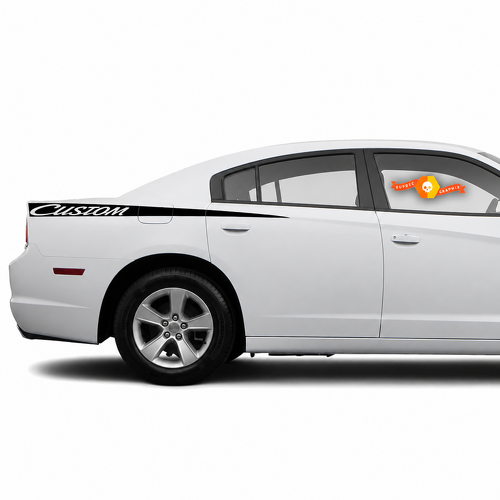 AANGEPASTE Grote Script Lange Streep Paar Zij Vinyl Decal Sticker voor Dodge Charger 2011-2014