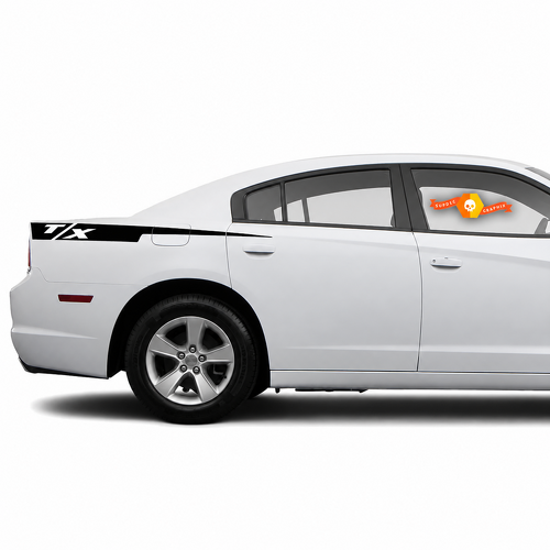 T/X Razor Stripe Paar Zij Vinyl Decal Sticker voor Dodge Charger 2011-2014