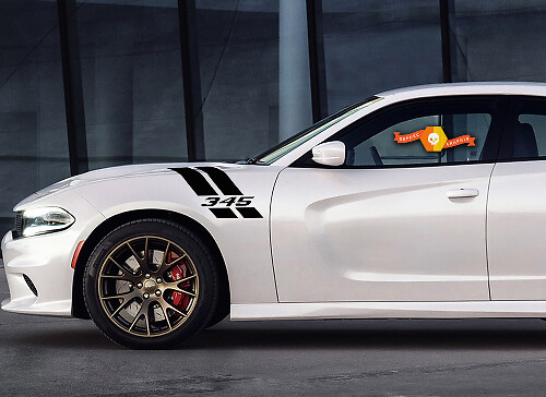 345 Hemi Style Double Hash Stripes — Vinylsticker (spatbord) voor Dodge Charger 2011-2014