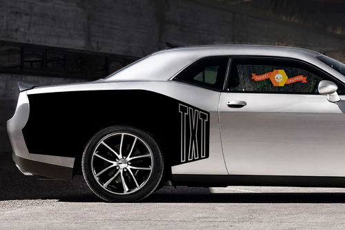 Hemi TXT Outline Billboard Graphics — Vinylsticker (zijkant) voor Dodge Challenger 2009-2015