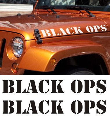 2 ZWARTE OPS Vinyl Hood Jeep Wrangler Rubicon Decal Sticker