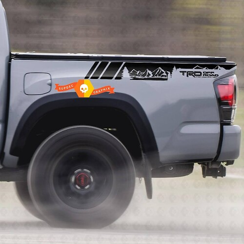 TRD Off Road Mountains Strepen Bedside Vinyl Decal Sticker voor Toyota Tacoma