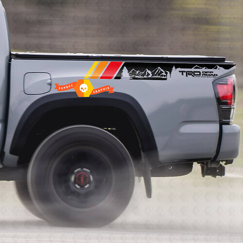 Paar TRD Sport PRO Off Road Vintage Kleuren Bergen Bos strepen voor Tacoma Side Vinyl Stickers Sticker geschikt voor Toyota Tacoma 2005-2020
