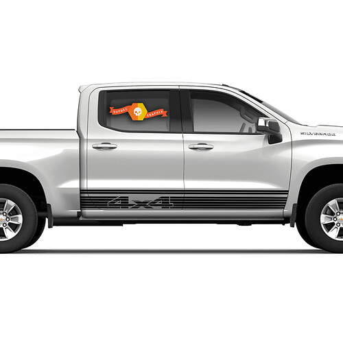 2 Mirage 4x4 stickers Vinyl Sticker Grafische Streep Chevrolet Silverado Crew Cab
