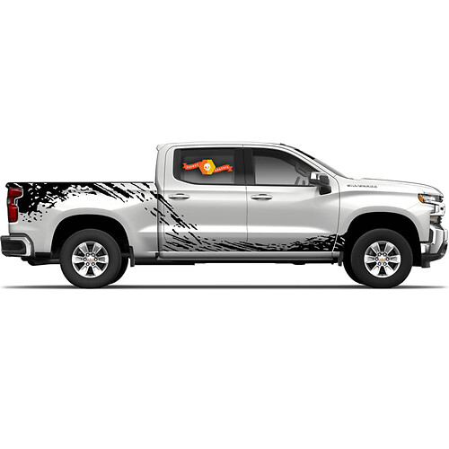 2 Splash Stripes Decal Sticker Compatibel met Chevrolet Silverado 2019 2020 Crew Cab 1500 Side Bed - deuren Mud Splash
