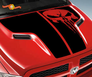 Dodge 2010 2018 past Ram 1500 2500 Rebel Punisher Skull Rebel Hood Logo Truck Vinyl Decal Graphic Pick Up Pickup
