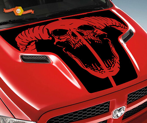 Ram Skull Motorkap Grafiek Vinyl Decal voor Dodge Ram 1500 2500 2010-2018