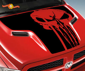 Dodge 2010 2018 past Ram 1500 2500 Punisher Skull Grunge Hood Logo Truck Vinyl Decal Graphic Pick Up Pickup
