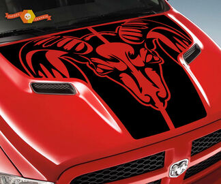 Dodge 2010 2018 past Ram 1500 2500 Ram Tribal Skull Grunge Hood Logo Truck Vinyl Decal Graphic Pick Up Pickup

