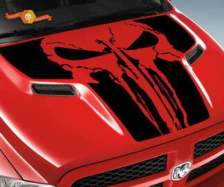 Dodge 2010 2018 past Ram 1500 2500 Grote Punisher Skull Grunge Hood Logo Truck Vinyl Decal Graphic Pick Up Pickup
