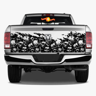 Achterklep schedel noodlijdende grunge wrap auto bed pick-up voertuig vrachtwagen vinyl grafische sticker
