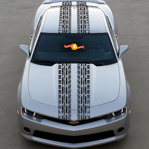 Vinylsticker met dubbele bandenstrepen voor motorkap, dak en kofferklep voor Chevy Dodge Mustang