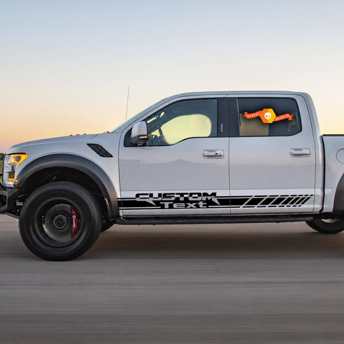 CUSTOM Text Strobe Side Stripe Pair Zijkant Vinylsticker voor Ford F-150 Raptor