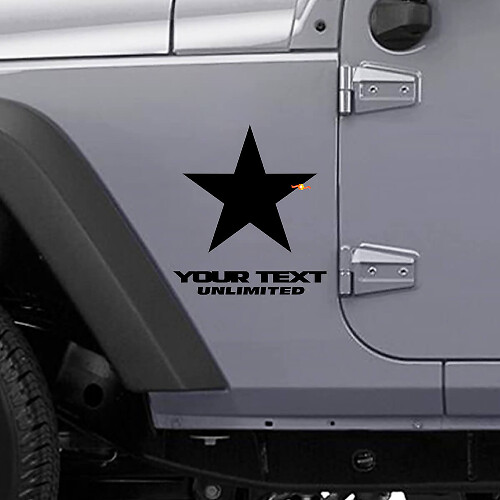 Aangepaste lettertype Star Side vinyl decal set voor Jeep Wrangler