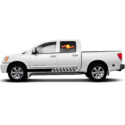 Paar Geruite Vlag Auto Sticker Grafische Sticker Side Stripe Kit Voor Nissan Titan
