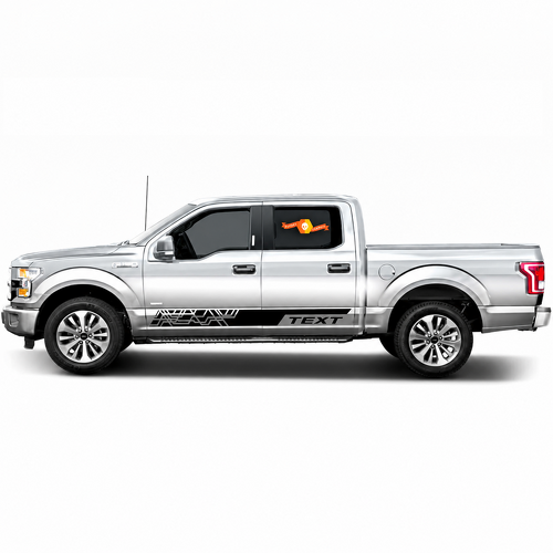 TEXT Interlocking Line Rocker Stripe Pair Dorpel Vinylsticker voor Ford F-150