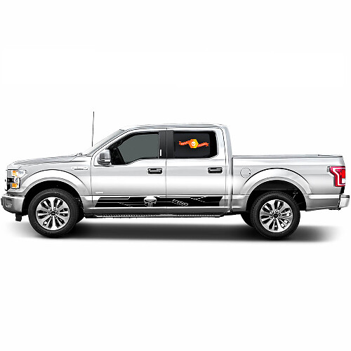 Paar Ford F-150 Panisher Rocker Panel Stripes Vinyl Decal Sticker Graphics Zijdeur
